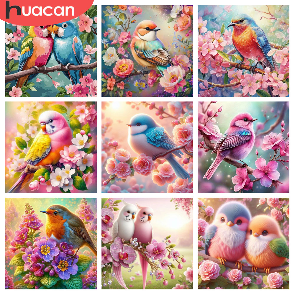 Resin Art Rose - HUACAN-pintura de diamante pájaro, flor, mosaico