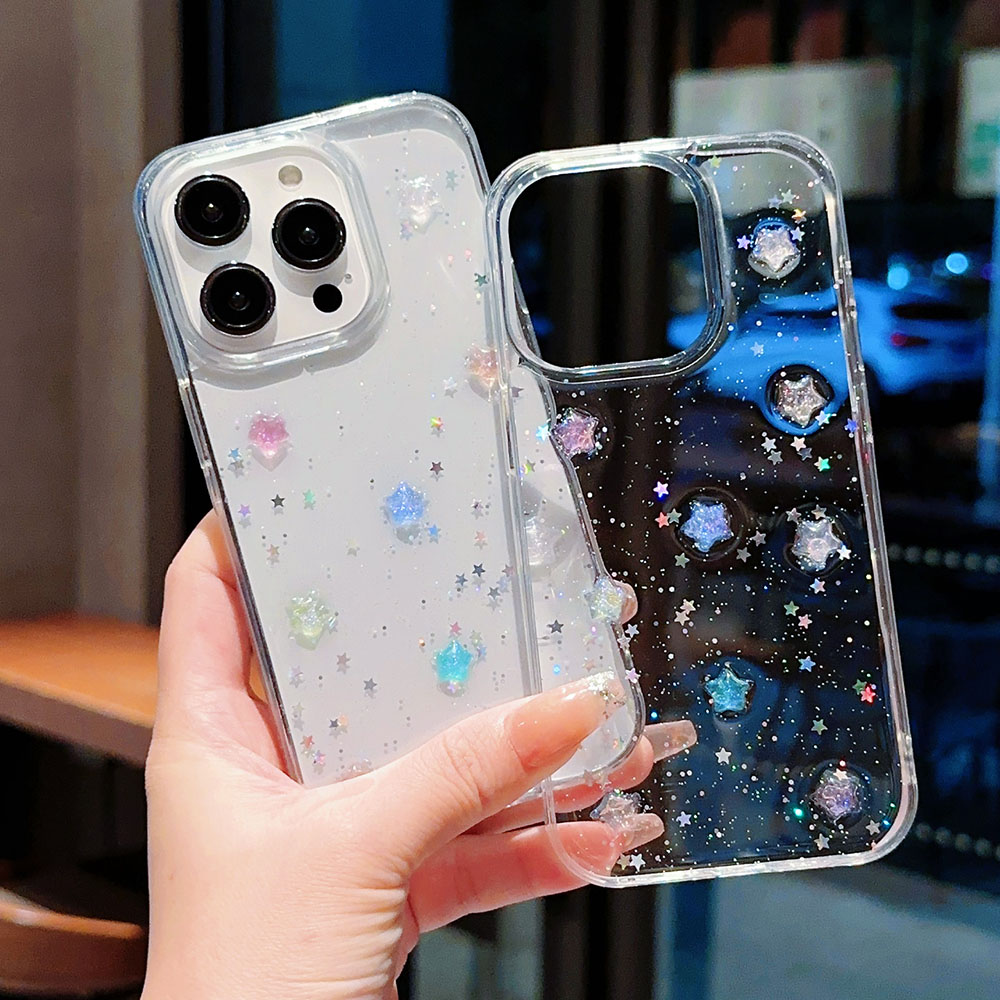 Resin Art Case - Funda con purpurina de estrellas noctilucentes