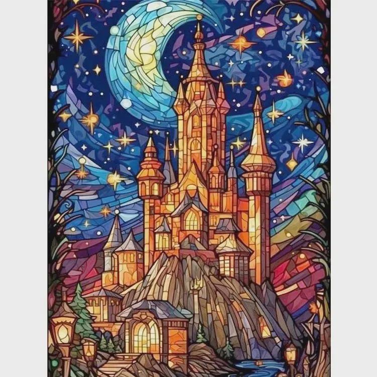 Resin Art Work - Pintura de Diamantes, Castillo de Cuento