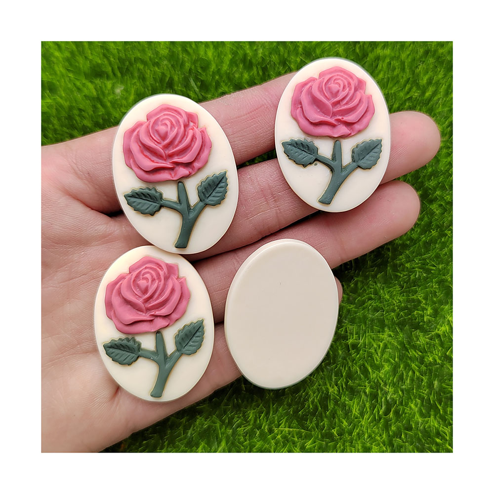 Resin Art Alphabet - Abalorio de camafeo rosa de resina